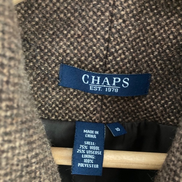 Chaps women’s wool blend brown tweed coat - Picture 2 of 8